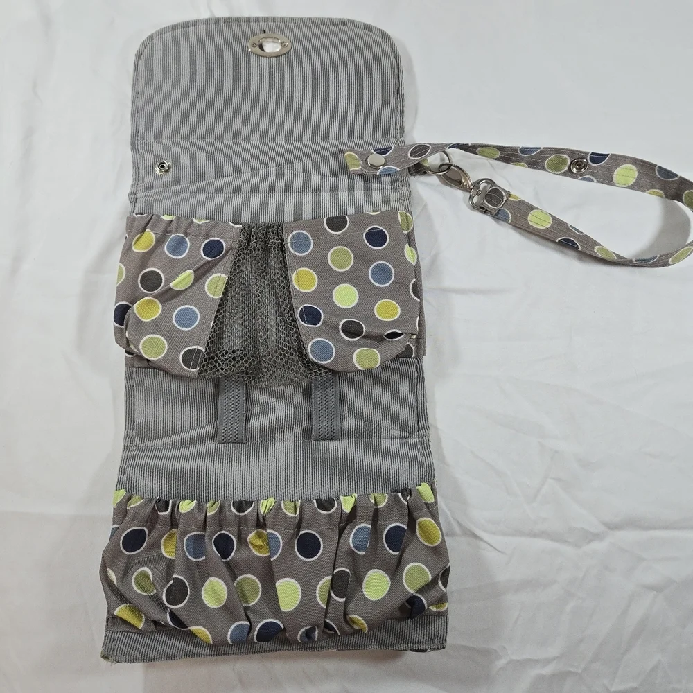 Lilly Bit Diaper Bag Baby Messenger Polka Dot Bag - Gray and Multicolor